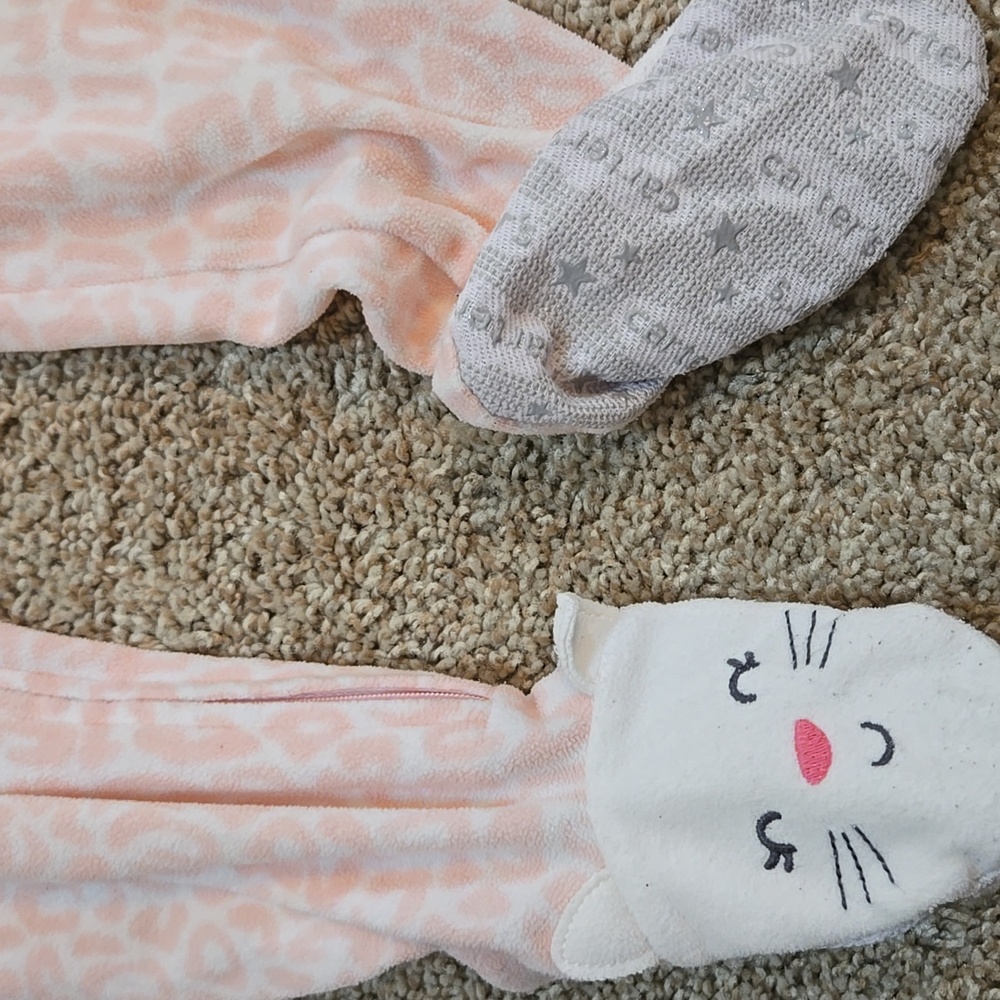 Pink Leapard Cat Kids One Piece Pajama - Picture 3 of 3